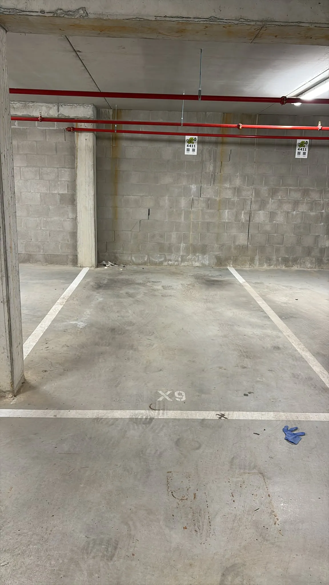 Storage access corridor — concrete construction, private locks